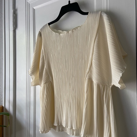 Texture & Thread Micropleat Flutter Sleeve Top - Picture 2 of 5